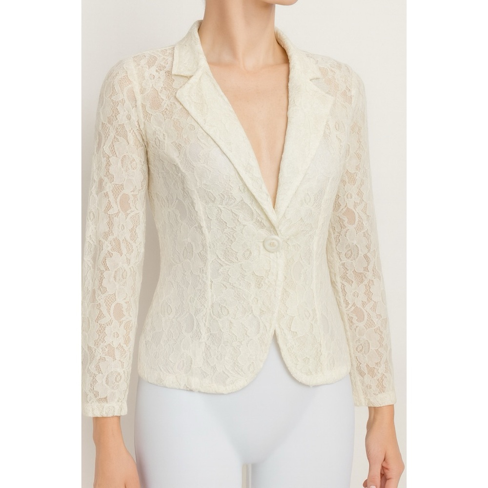 dina be Sheer Lace 3/4 Sleeve Blazer Size Small